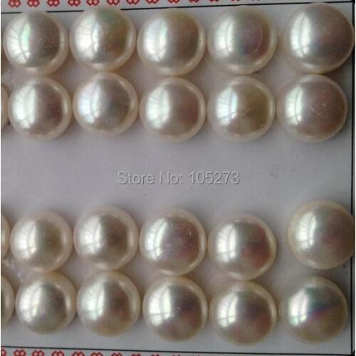 Top Fashion 100% natural freshwater pearls, a half Hole pearls, extremely strong light 11.5-12mm Flat Pearl,Can do earrings ring