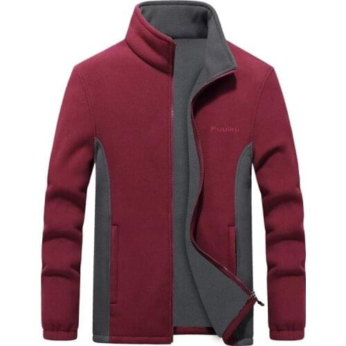 High quality autumn men fleece jackets zipper stand collar casual out door coat patchwork sweatshirt plus size 8XL 9XL jackets