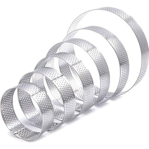 6 Pack Perforated Tart Rings Set,Stainless Steel Heat-Resistant Cake Mousse Ring Pie Mousse Mold for Pastry Cake