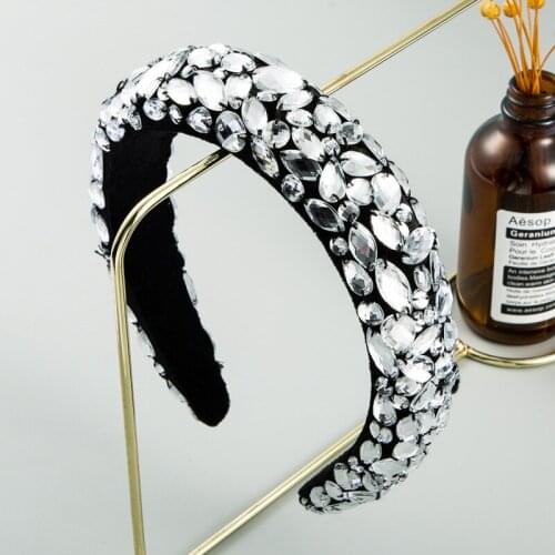 New Bling Padded Rhinestone Headbands Crystal Diamond Hairband White Color Headbands for Women 2020 Party Hair Accessories