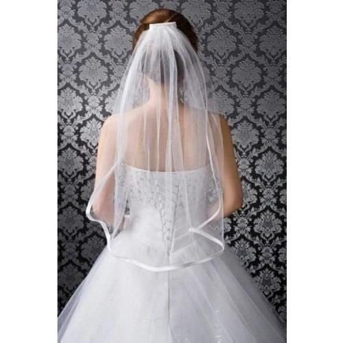 Inform Newly Design 1 Pcs 1 Layer Satin Edge Wedding Veil Bridal Veils With Comb New
