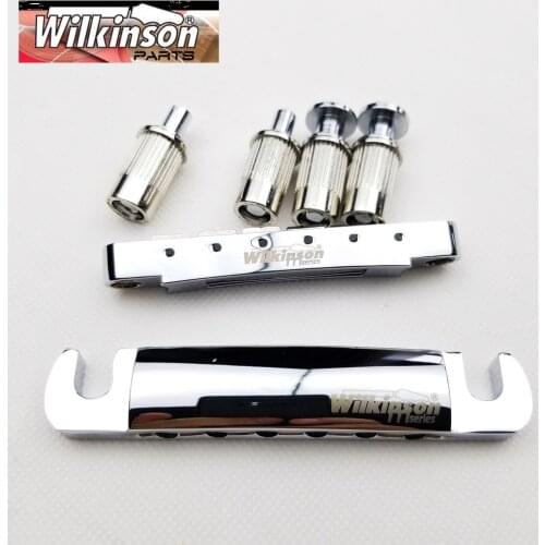Original Wilkinson Chrome Silver Tune-O-Matic Style Electric Guitar Bridge For Lespaul LP SG Guitar WOGT1+WOGB2