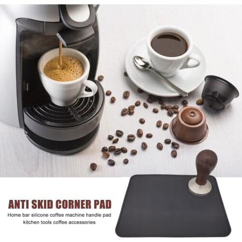 Coffee Tamping Holder Mat Home Office Espresso Latte Coffee Corner Edge Powder Pressing Pad Anti-slip Square Grinding Rest