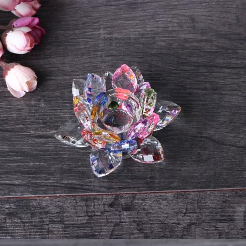 Crystal Lotus Flower Candle Holder Tealight Candlestick Valentines Day Art Decor