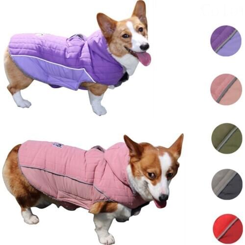 Detachable hat Winter Dog Clothes Coat Warm cotton Pet Clothing Vest Reflective Jacket For Small Medium Large big Dogs