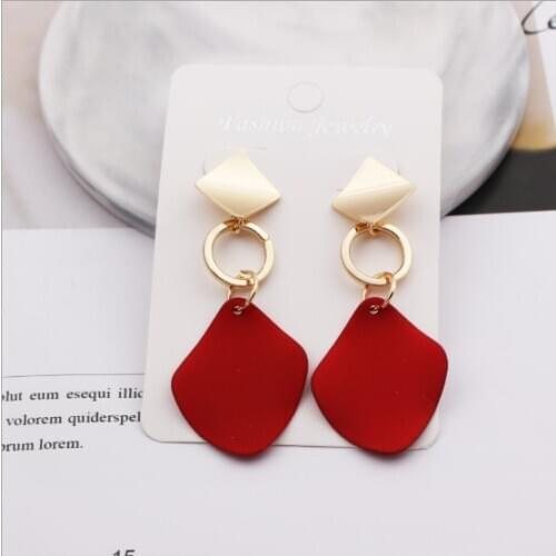 New Fashion Statement Earrings Green White Red Geometric Drop Earrings for Women Punk Metal Earring Trendy Jewelry Elegant