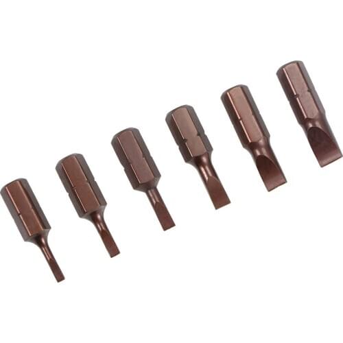 Uxcell Slotted Bits Set 6pcs 1/4 Inch Hex Shank Magnetic SL2-SL6 Screwdriver Bit Set 25mm Length S2 Screw Driver Kit Tools