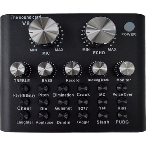 V8 Bluetooth Audio USB Headset Microphone Webcast Live Sound Card 112 kinds of electric sound Broadcast for Phone Computer PC