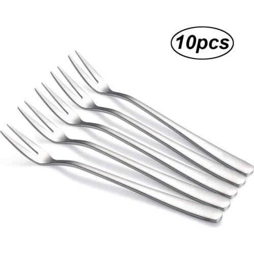 Stainless Steel Fruit Fork 13cm Two-tine Snack Cake Dessert Forks Home Tableware Cafeteria Flatware Fruit Fork Kitchen Accessory
