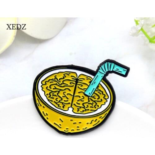 XEDZ Yellow Lemon Juice Drink Enamel Brooch Cartoon Delicious Drink Fruit Badge Childrens Clothing Decoration Gift