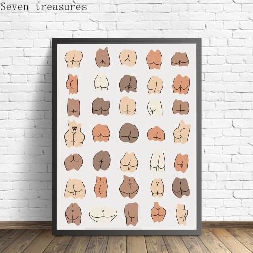 Funny Bathroom Colorful All Skin All Races Body Wall Art Canvas Painting for Living Room Wall Pictures Nordic Posters and Prints