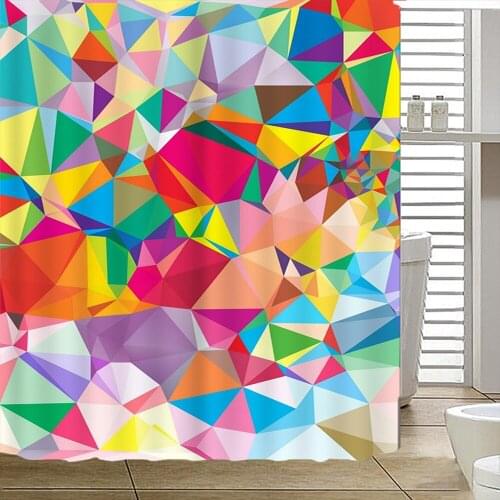 Blue Pattern Abstract Modern Painting in Mondrian Colorful Bauhaus Waterproof Polyester Fabric Shower Curtain 60 x 72 Inches