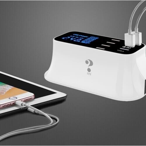 8 Port USB Charger Quick Charge 3.0 LED Display Multi USB Charging Station Mobile Phone Desktop Wall Home EU Plug Phone Tablet