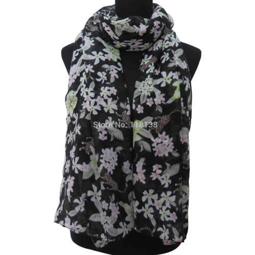 Leopard and Flowers Print Womens Long Scarf, Free Shipping