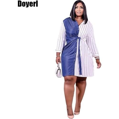 Plus Size Long Sleeve Shirt Dress Women 2021 Office Lady Oversized Button Up Shirt Dress with Wrap Belt Loose Casual Dresses