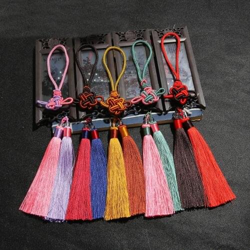 1set Chinese Knots Ice Silk Satin Tassels For DIY Earrings Jewelry Making Home Curtain Sewing Accessories Bag Pendant Crafts