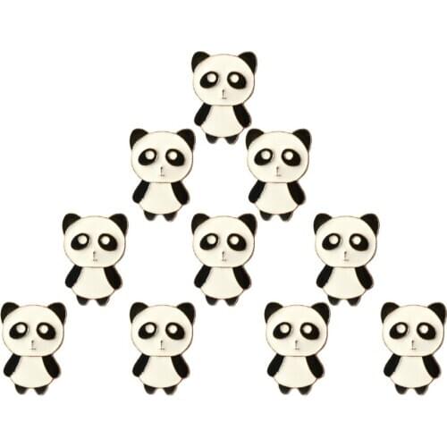 10PCS/Lot Wish Pin For Women Kids Vintage Enamel Brooches Cute Panda Jewelry Badge Hat Coat Accessories Scarf Buckle Christmas