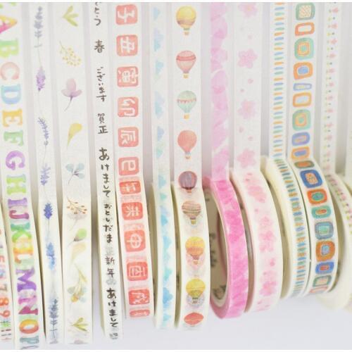 20 pcs/lot DIY Japanese Paper Decorative Adhesive Tape Cartoon 8mm and 5mm Washi Tape/Masking Tape Stickers
