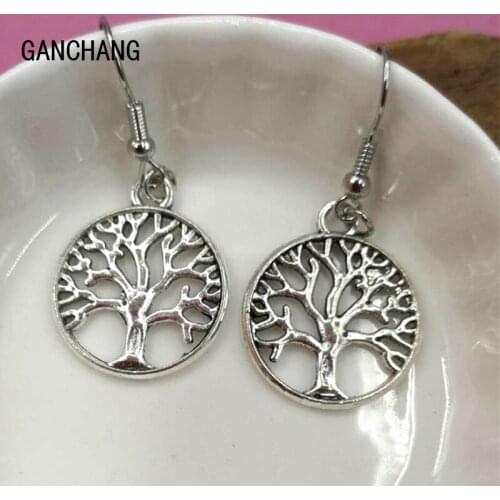 2020 fashion life tree hollow pendant earrings ladies fashion retro life tree earrings, simple jewelry