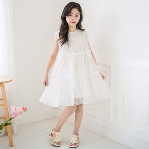 2021 Summer Baby Girls Dress White Color Ruffle Sleeve Party Birthday Dresses Children Princess Vestidos Cute Girls Clothes