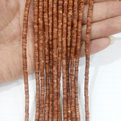 4mm Natural Golden Sand Stone Loose Beads Strand Flat Round Shape DIY for Making Bracelets Necklace Accessories