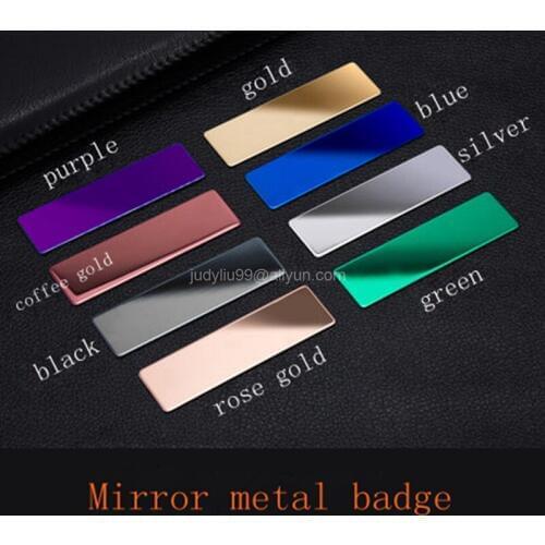 50pcs 70X20mm blank ( no print ) metal badge stainless steel name tag mirror id badge holder with pin or magnet