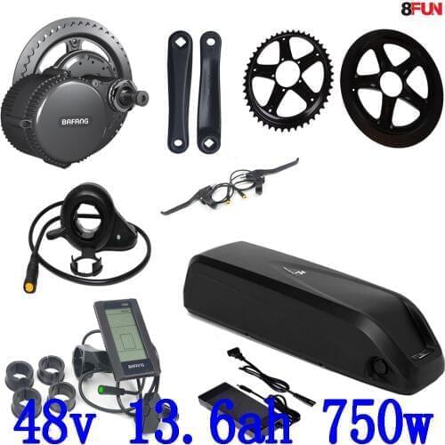BBS02B BBS02 Bafang 48V 750W mid drive electric motor kit+48v 12ah Lithium Electric Bike Battery use LG cell with charger