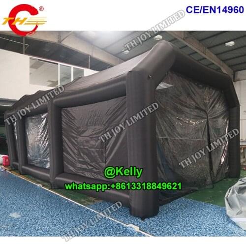 Free door shipping 8x5m black inflatable spray booth for sale, customized inflatable tent for car painting car maintanience
