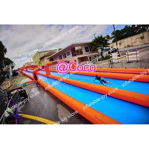 Free ship to sea port!city water slide large outdoor 100M long inflatable slide and slip,good quality water slides
