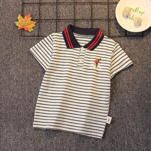 IENENS Short Sleeve Polo-shirt Clothes Baby Clothing Summer Tees Toddler Infant Cotton Tops Cotton Striped T Shirt 1 2 3 4 Years