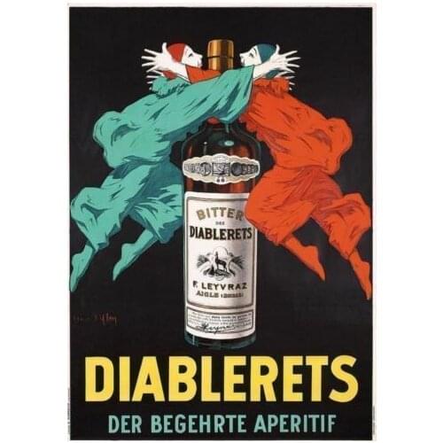 DIABLERETS VINTAGE ALCOHOL METAL TIN SIGN POSTER WALL PLAQUE