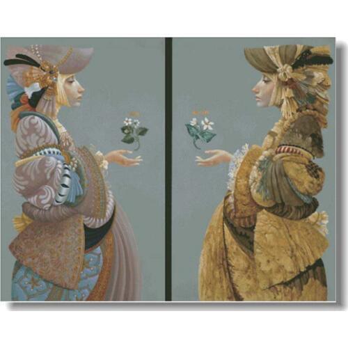 Two Sisters Embroidery Noble Woman People Needlework Crafts 14CT Unprinted Cross Stitch Kits Art DIY Quality Handmade Decor