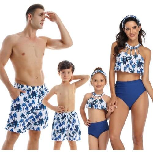 Mother Daughter Father Son Swimsuits Bikinis family parent-kids Printing Vintage Leopard Matching Swimsuit Outfits beach holiday