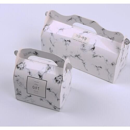 FeiLuan store new style 10pcs/lot Marble short hand style cake roll box cut bread cheese pastry box Swiss roll sandwich gift box