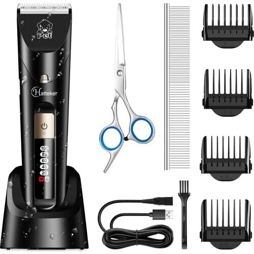 HATTEKER Dog Hair Trimmer Professional pet grooming scissors Electric Hair Clipper Rechargeable Cordless Pet Haircut Machine