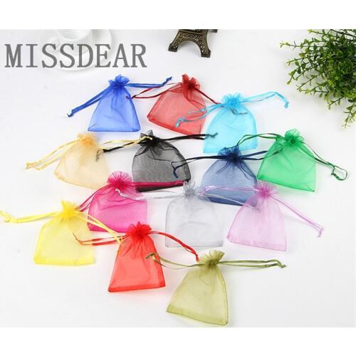 Wholesale 100pc/lot 5x7cm Organza Bags Christmas Gift Bag Wedding Drawable Voile Jewelry Packaging Bags Mini Pouches Bags