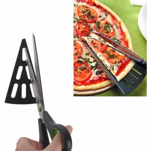 New 2 in 1 Multifunctional Scissors Pizza Slicer Cutter Server Tray pizza shovel Tool Kitchen Cook Gadget Stainless Steel