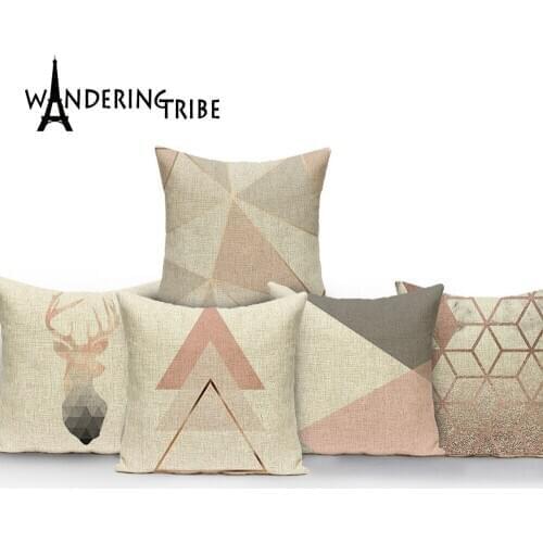 Pink Geometric Nordic Cushion Cover Simple Throw Pillow Cover Unicorn Polyester Cushion Case Sofa Bed Decorative Pillow Cases