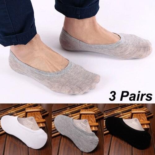 3 Pairs Men Socks Summer Invisible Boat Socks Silica Gel Non-slip Mens Socks Ultra-thin Shallow Low Cut Boat Socks Sport Sock