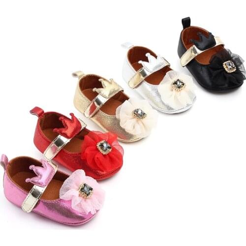 Newborn Baby Prewalker PU Leather First Walkers Anti-slip Shoes Footwear Princess Infant Girl Shoe Crib Shoes