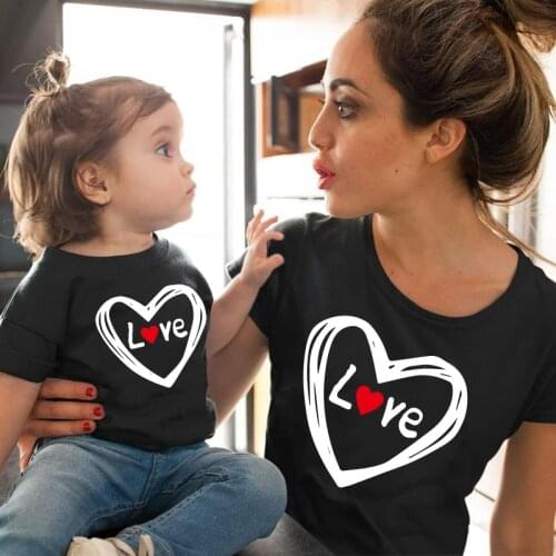 Family matching clothes Cotton LOVE kawaii tshirt Tops mommy and me clothes outfits baby girl mom and daughter matching clothes