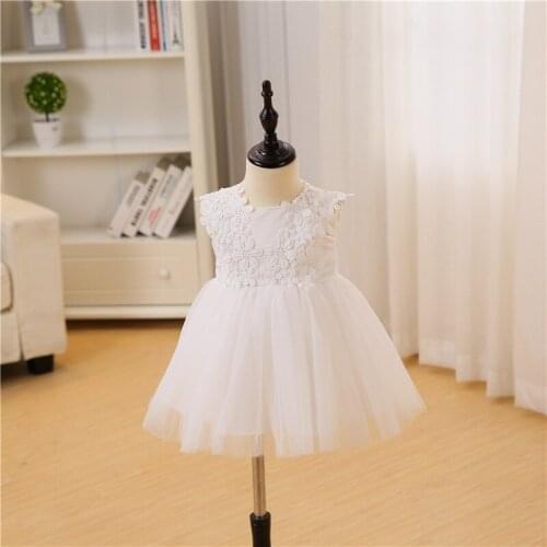 Wholesale White Flower Infant Dress Princess Baby Christening Birthday Wedding Frocks Girl Easter B134