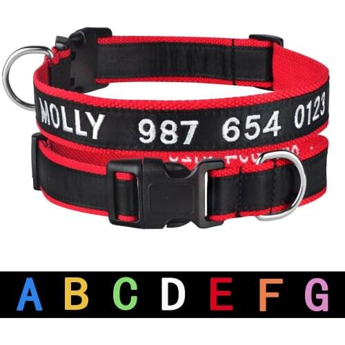 Airuidog Nylon Embroidered Custom Personalized Dog Collar Pet Collars Adjustable Puppy Nameplate ID Collar Small Medium Large