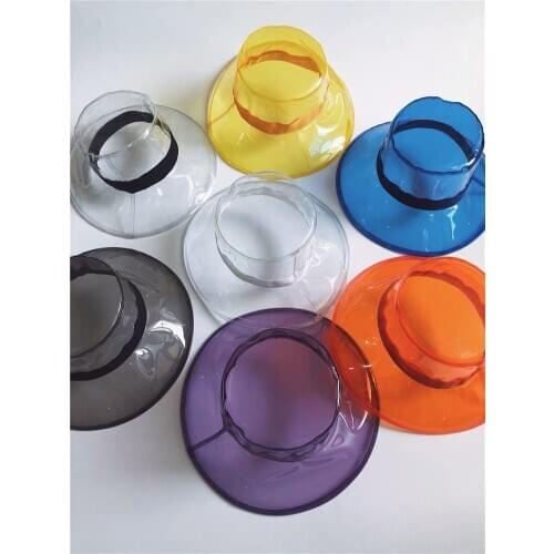 New Fashion Harajuku PVC Color Transparent Fisherman Flat Top Bucket Hat Female Summer Catwalk Cap Sun Hats Korean Version Bape