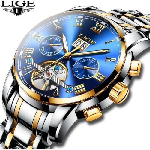 Relogio masculino LIGE Mens Watches Top Brand Luxury Fashion Business Automatic Watch Men All Steel Waterproof Clock Wristwatch