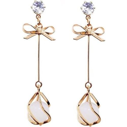 New Arrival Fashion Bow Earrings Metal Trendy Water Drop Earrings Women Dangle Stud Earring Simple Korean Jewelry For Women Gift