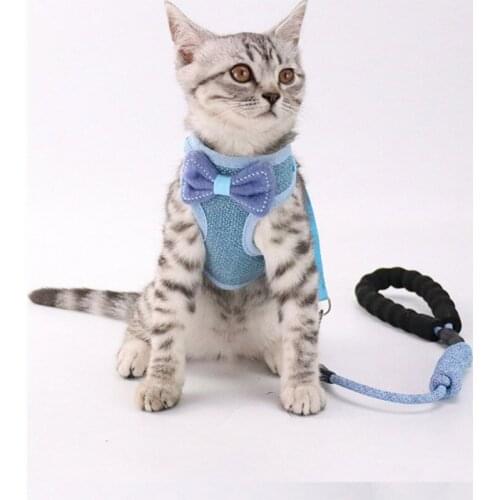 Cat Collars Cat Harness And Leash Mesh Breathable Adjustable Pet Vest Harness For Small Dog Cat Walking Harnesses Leads