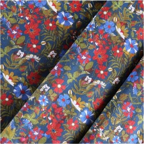 Width 57" Retro High-Density Floral Printed Cotton Fabric By The Half Yard For Dress Shirt Childrens Wear Material