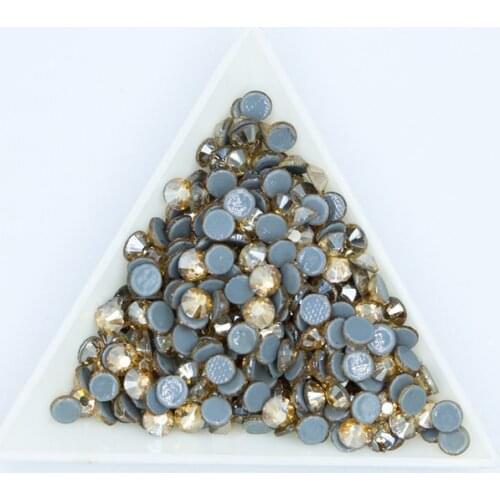 All sizes Gold Champange DMC Iron On Rhinestones/Flat Back Nail art Hot fix Crystal Rhinestones Strass Sewing & Fabric Garment
