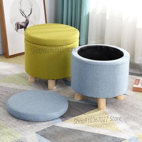 Storage Stool Multifunctional Storage Stool Sofa Shoe Changing Stool Fabric Living Room Simple Net Red Makeup Stool